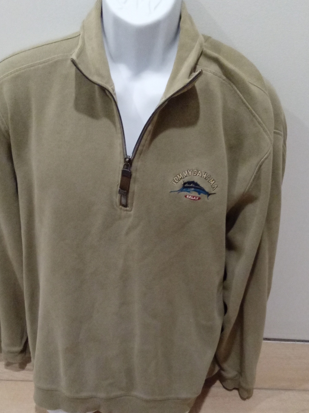 Tommy Bahama Olive Quarter-Zip PulloverXL